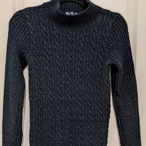 Mock neck Sweater, Small, Black with speckled grey/white